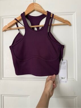 ALO Yoga Ribbed Strappy Crop Tank - Plum